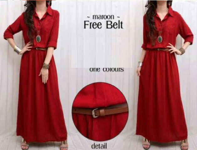 Maxi Katun Rayon Maroon