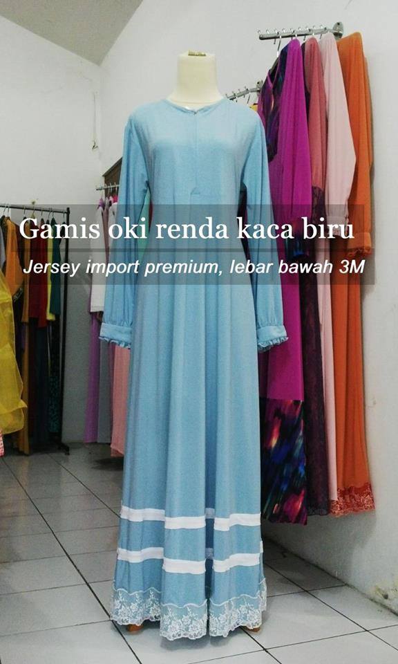 Gamis oki renda kaca biru