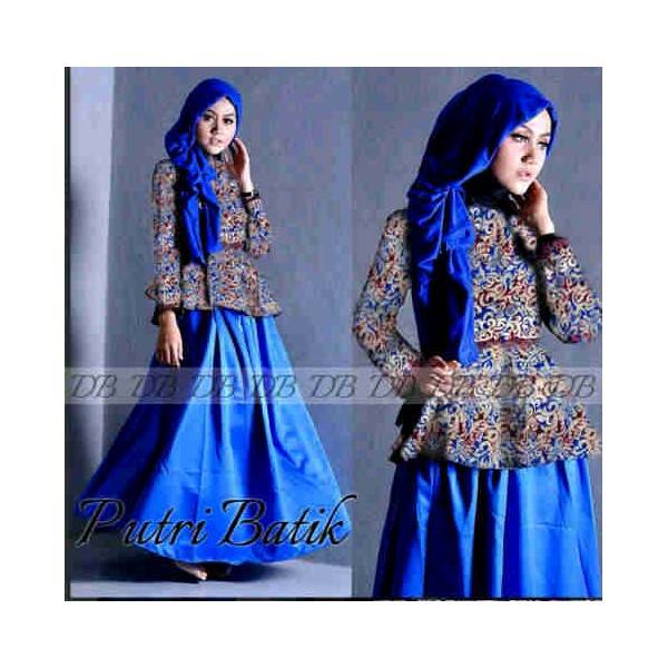 Maxi modern putri batik biru
