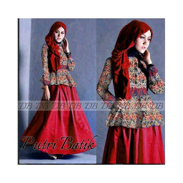 Maxi modern putri batik Merah