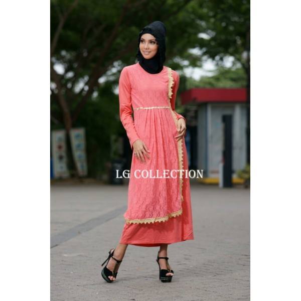 Maxi Spandex Kombi Brukat Motif dark Orange 