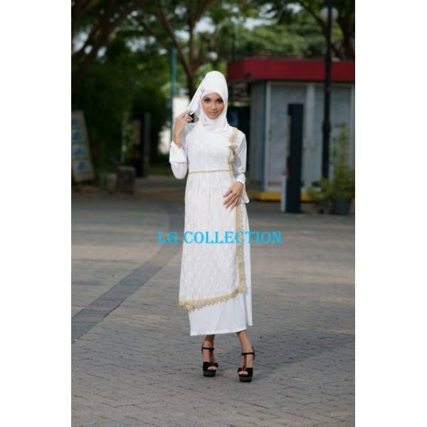 Maxi Spandex Kombi Brukat Motif White 
