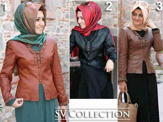 Adela hijab+jaket kulit