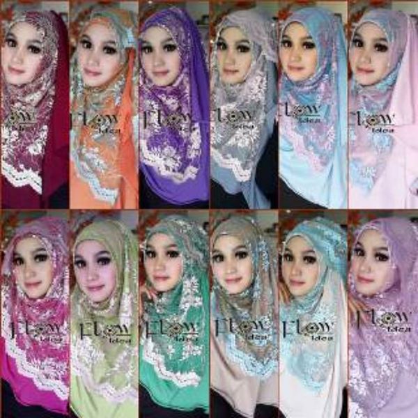 Jilbab ori flow brukat
