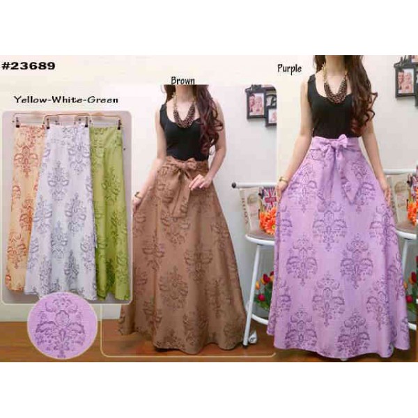 v 23689 ROK BORDIR GLITER, XL , Pinggang Karet