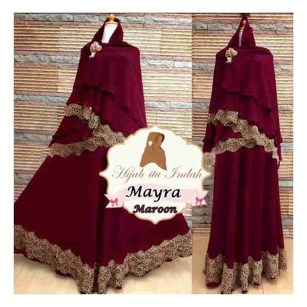 Mayra Maroon Bergo Set