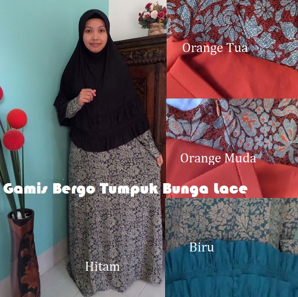 GaMis Bergo Tumpuk Bunga Lace 