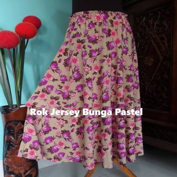 Rok Jersey Bunga Pastel