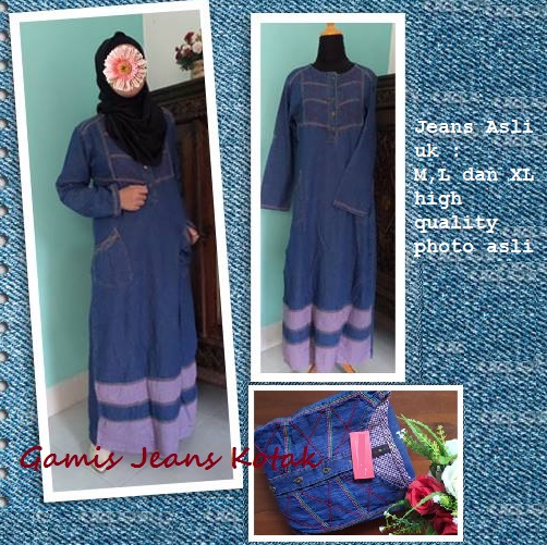gamis jeans kotak