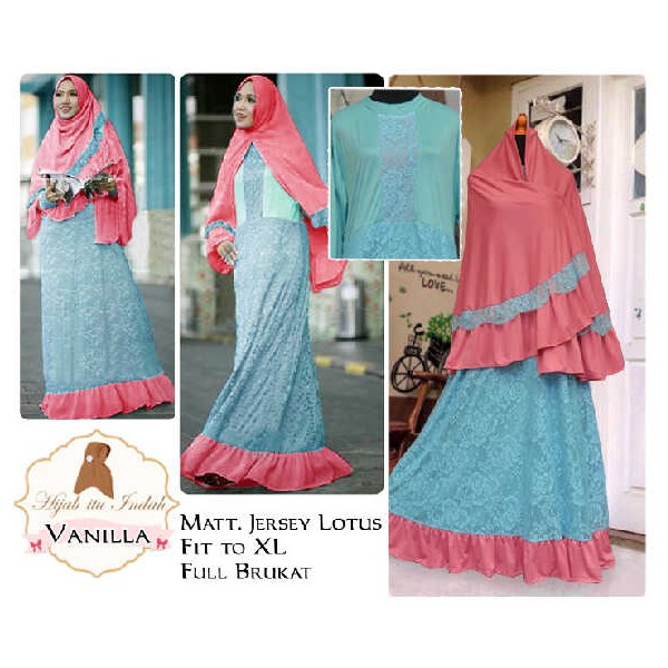 Vanilla Bergo Set, Gamis syari Full Brukat