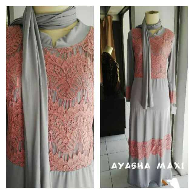 ayasha maxi HARGA NORMAL@150 SALE JADI 120RB, ori pict destira, p140 ld100 free pashmina, spandek korea komb brukat