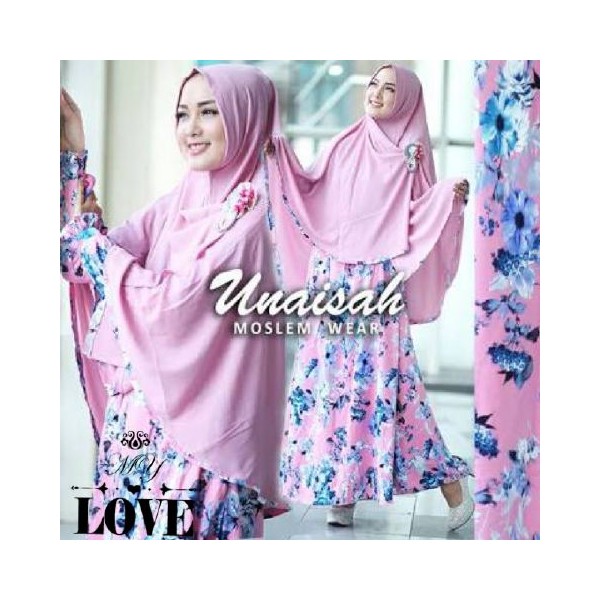 Unaisah-Syari-Pink-Gamis-Jersey-Bunga