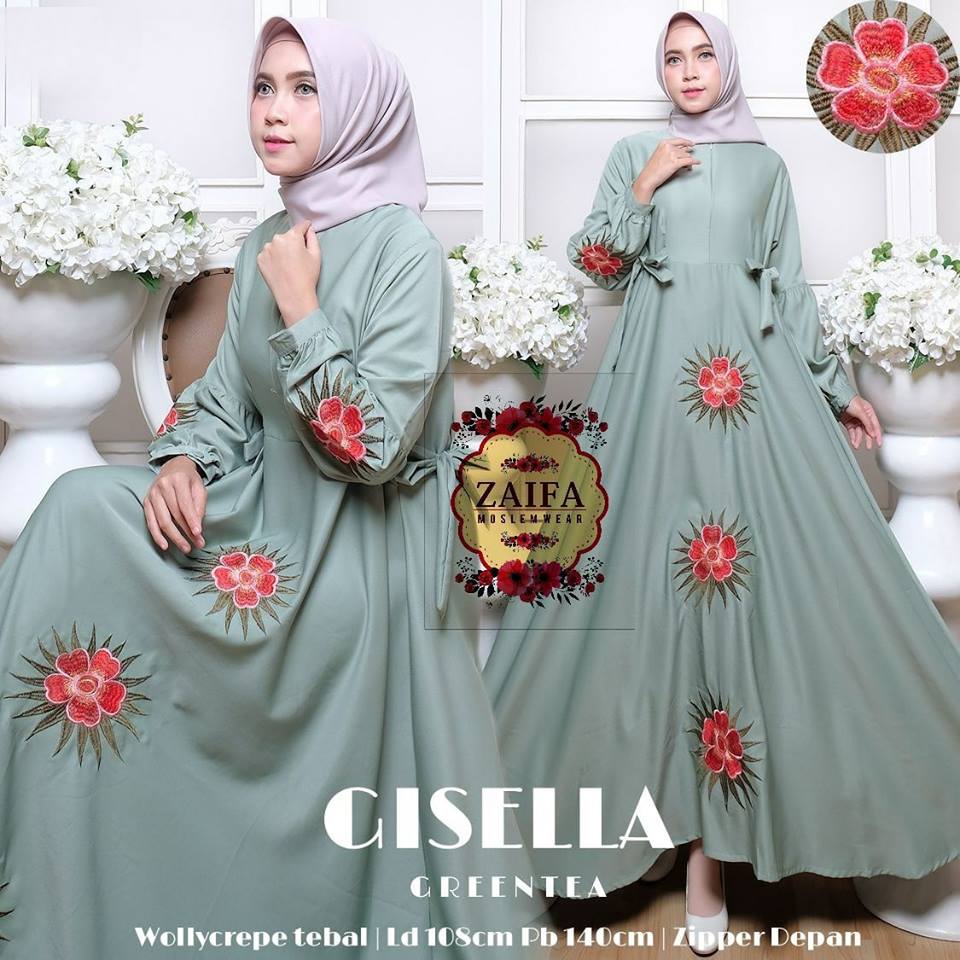Gisella Dress Wollycrepe Mix Bordir by Zaifa Moslemwear