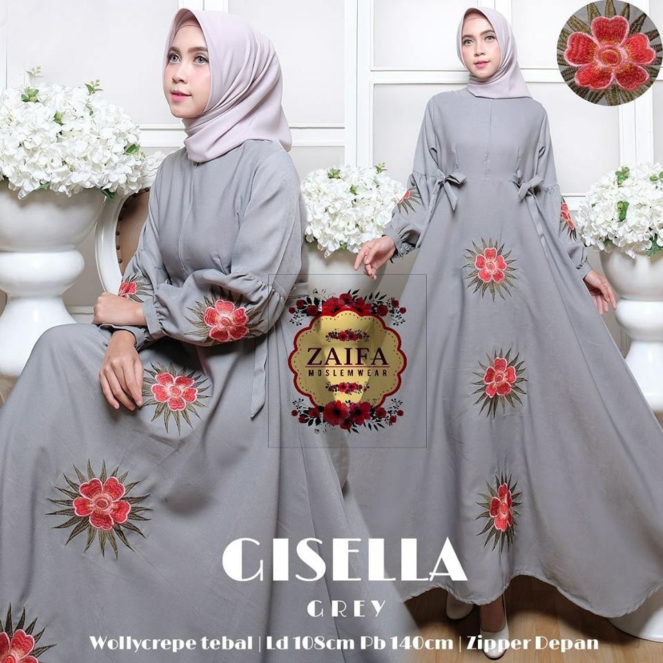 Gisella Dress Wollycrepe Mix Bordir by Zaifa Moslemwear