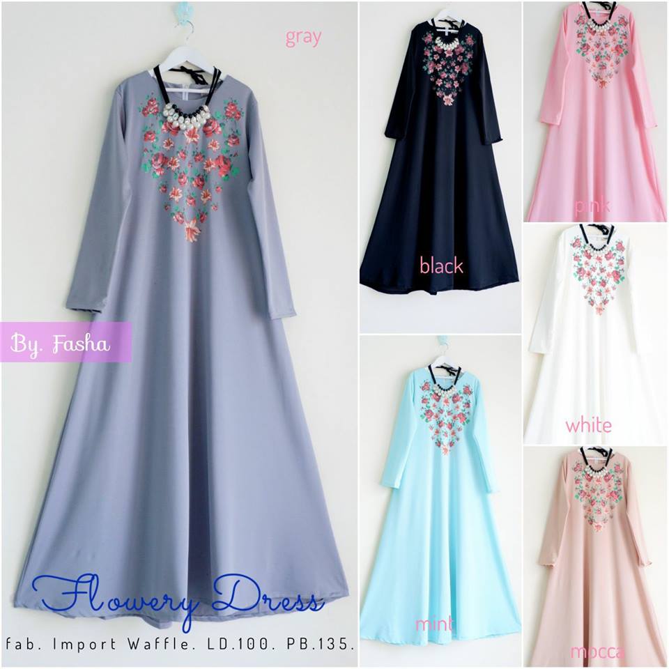 Flowery Dress Laluna Tunik Taniki Tunik by Fasha Hijab